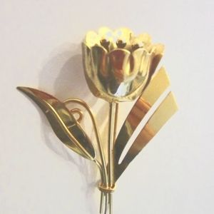 Sterling Craft Tulip Golden Bouquet Flower Brooch
